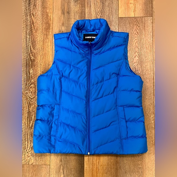 Lands' End Jackets & Blazers - Lands' End Women’s XL 18 Puffer Vest Goose Down Zip Up Blue Quilted Vest NICE!
